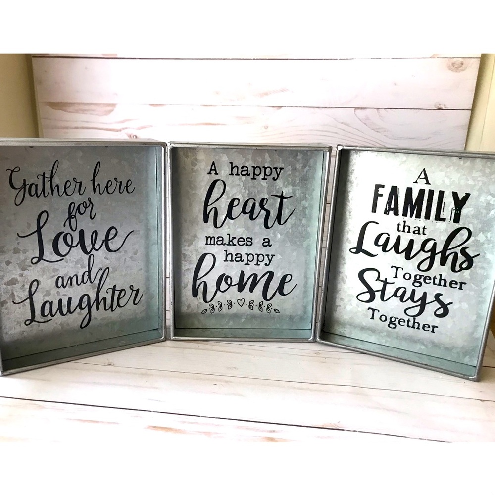 Set of 3 Rustic Galvanized Metal Wall Signs by Direct International